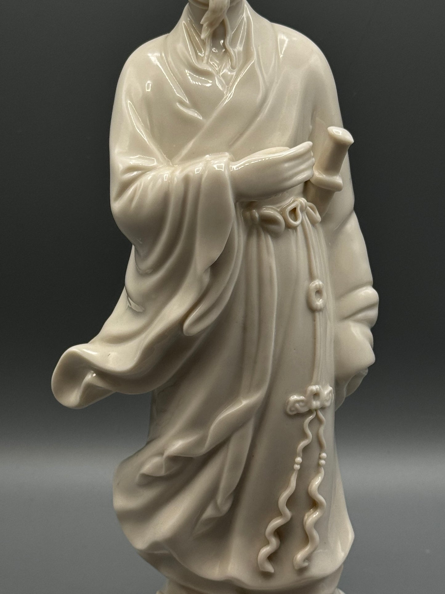 Vintage Blanc de Chine Scholar Figurine Standing Chinese Gentleman 11”