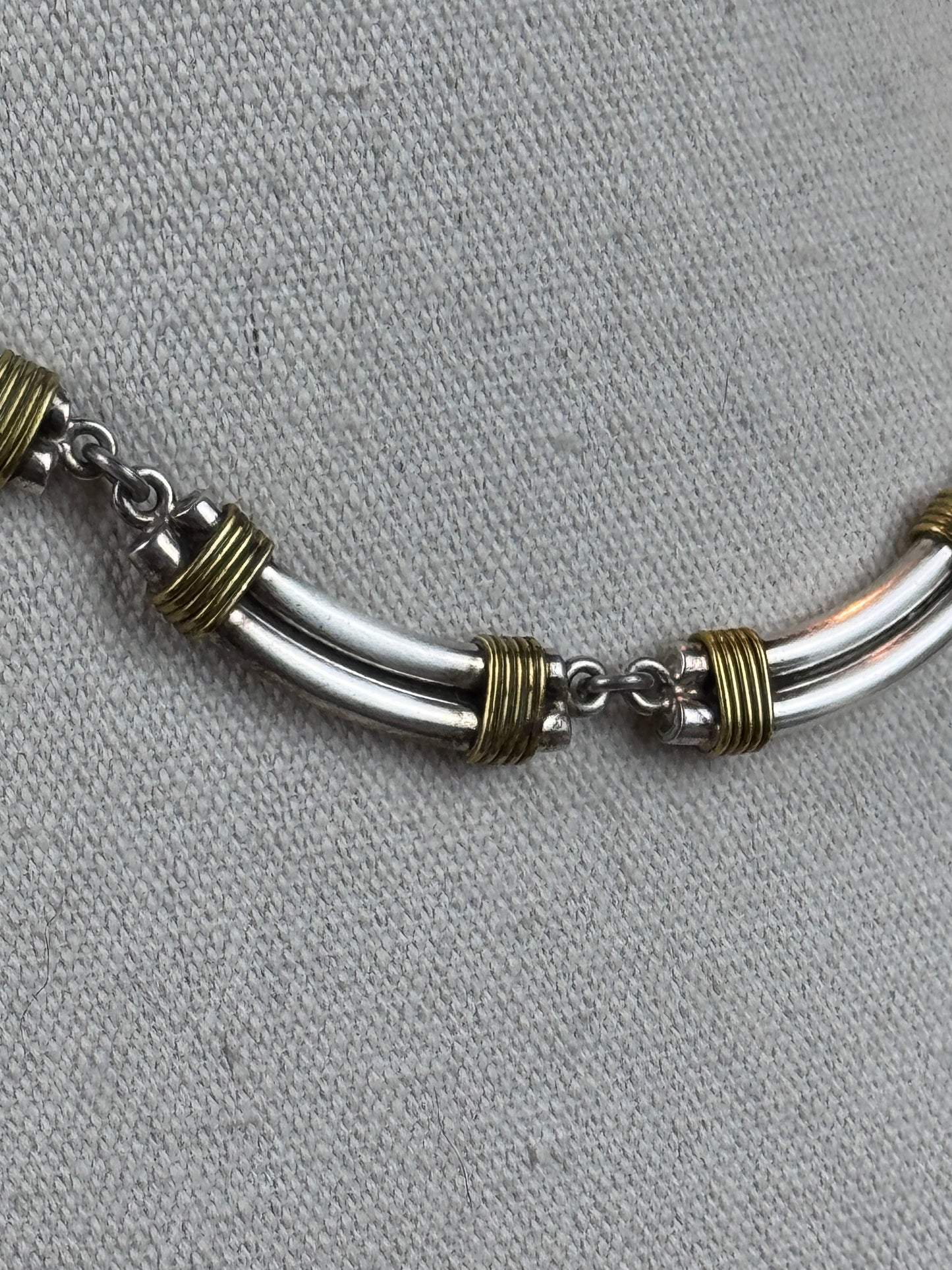 Vintage Mexico 925 Sterling Silver Two-Tone Link Necklace TM-84 17” 74.8g
