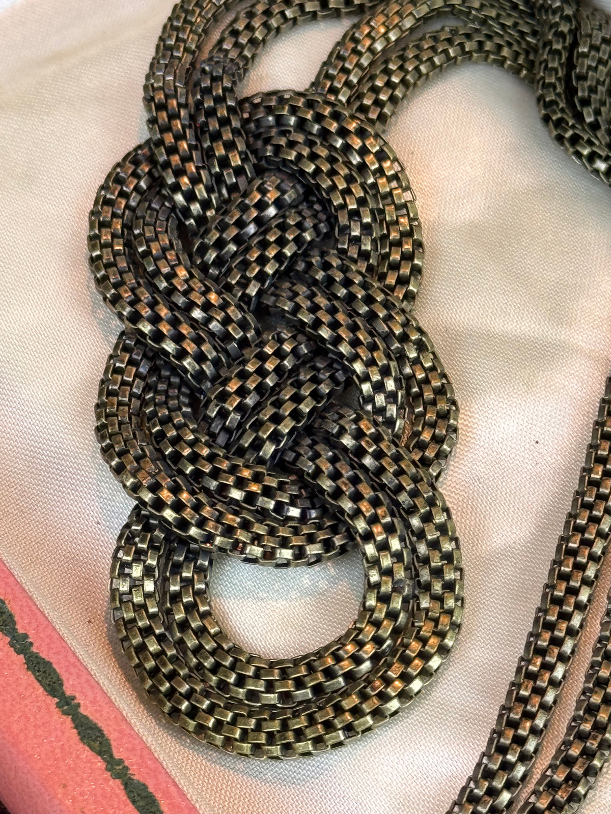 Cookie Lee Necklace Woven Knot Statement Pendant Goldtone 23”