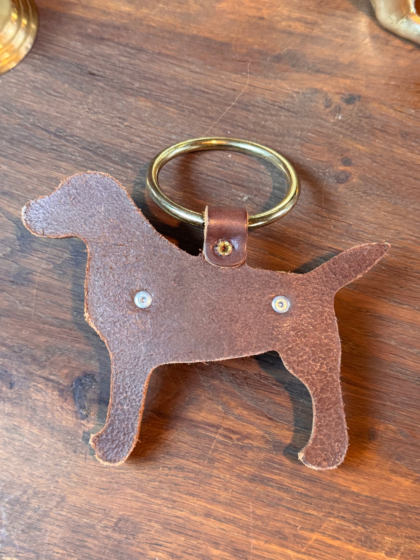 Leather Dog Door Bell Brass Ring Rustic Cottage Entry