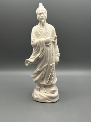 Vintage Blanc de Chine Scholar Figurine Standing Chinese Gentleman 11”