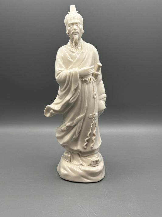 Vintage Blanc de Chine Scholar Figurine Standing Chinese Gentleman 11”