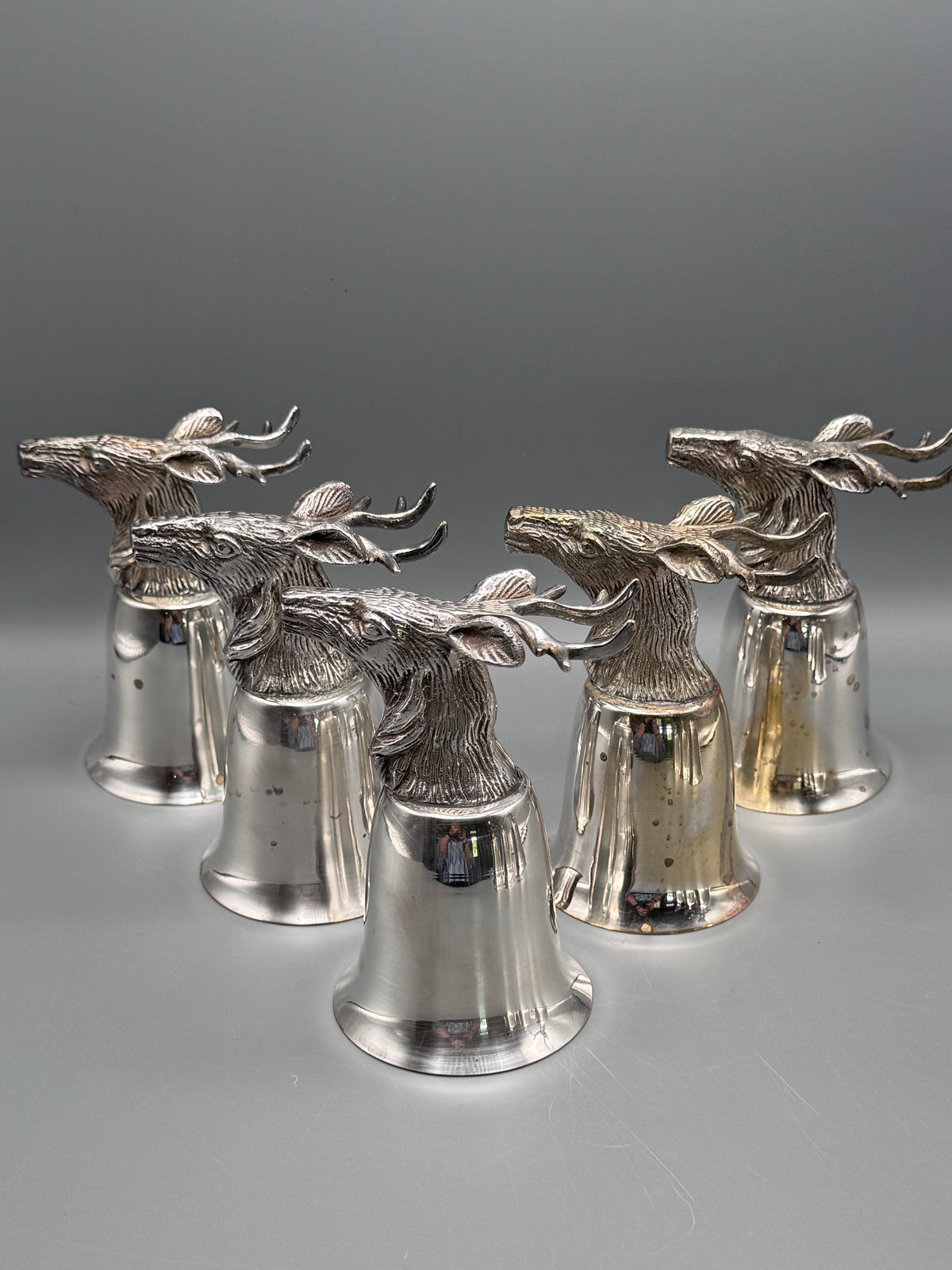 1 x Vintage Stag Head Stirrup Cup Goblet Silverplate Hunting Barware Shabby Old Money Style