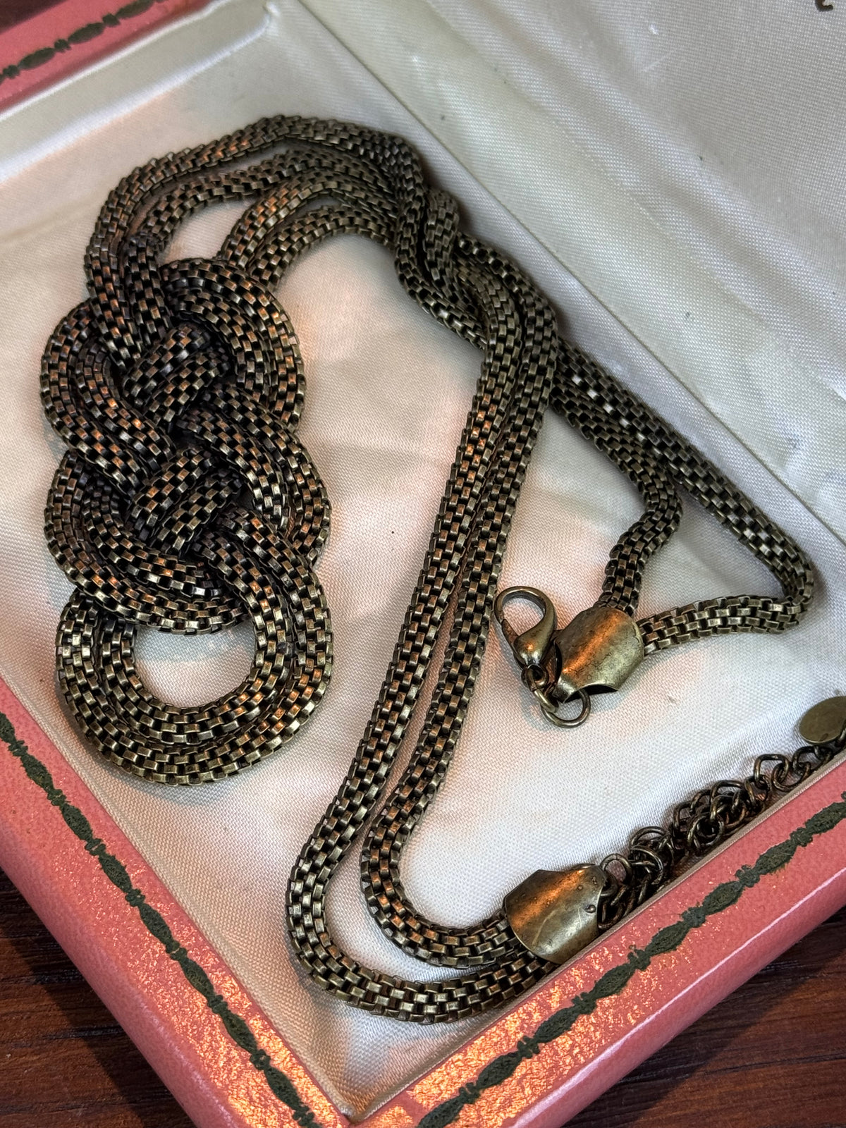 Cookie Lee Necklace Woven Knot Statement Pendant Goldtone 23”
