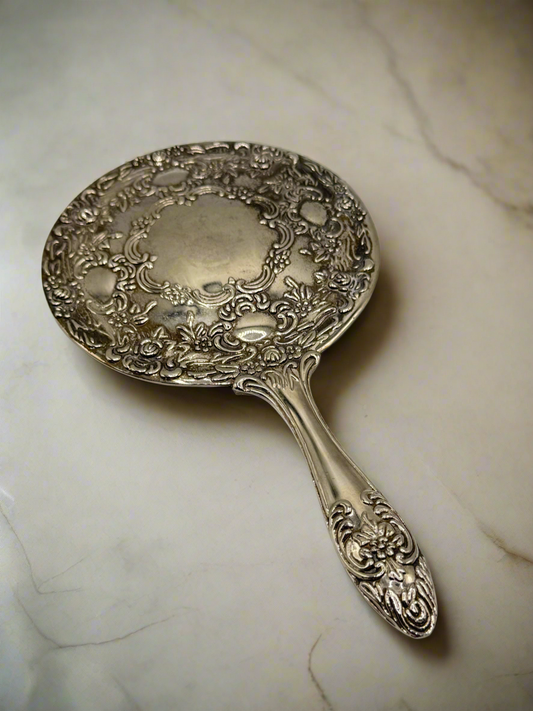 Vintage Silverplate Hand Mirror Vanity ANTIQUE STYLE