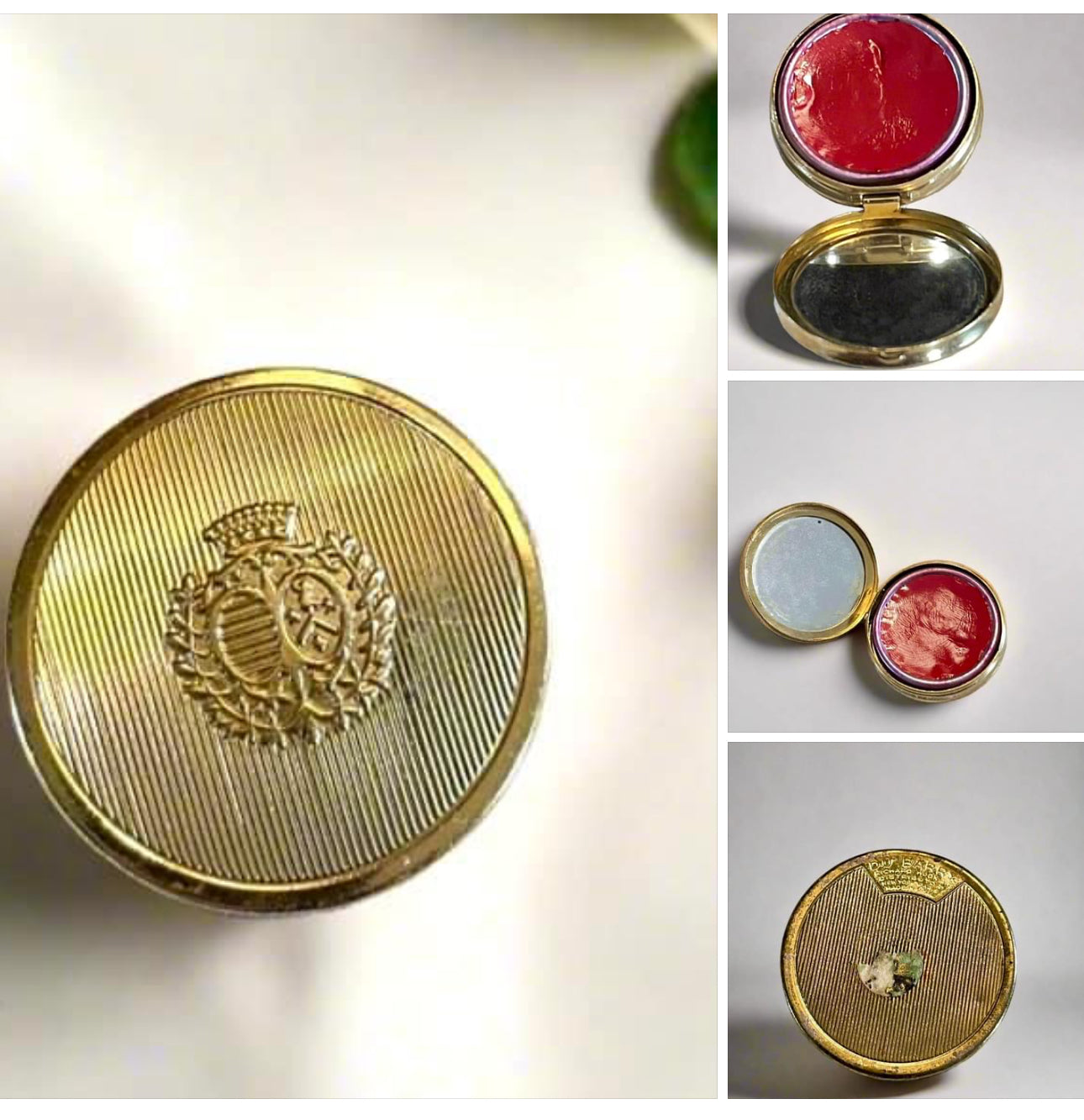 Vintage Rouge Compact with Mirror Du Barry Richard Hudnut Goldtone Cosmetics