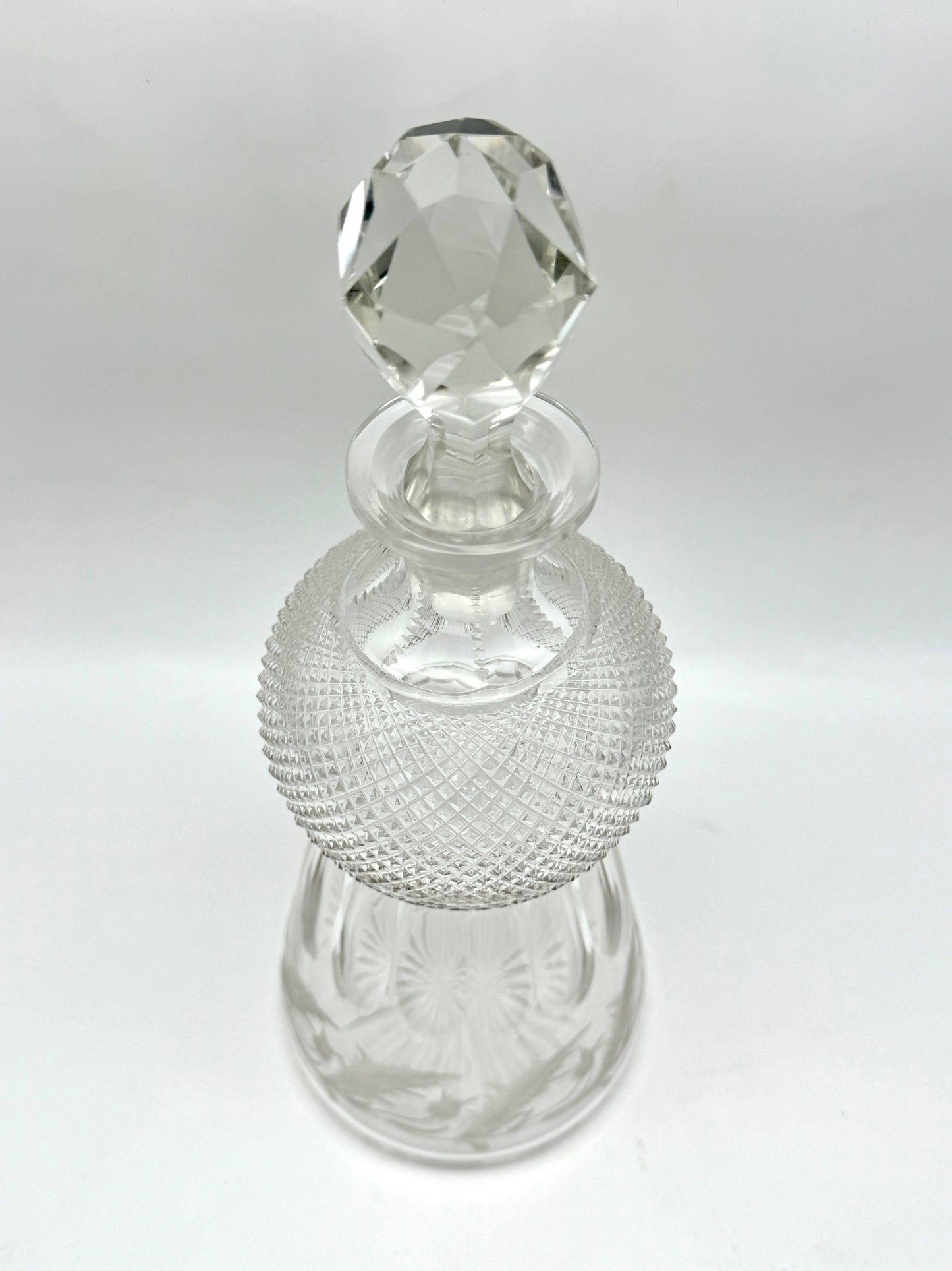 Vintage SCOTTISH THISTLE Decanter With Stopper Chrystal 11.5”h