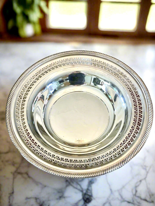 Reticulated Silver Plated Bowl circa 12” by Wm. Rogers