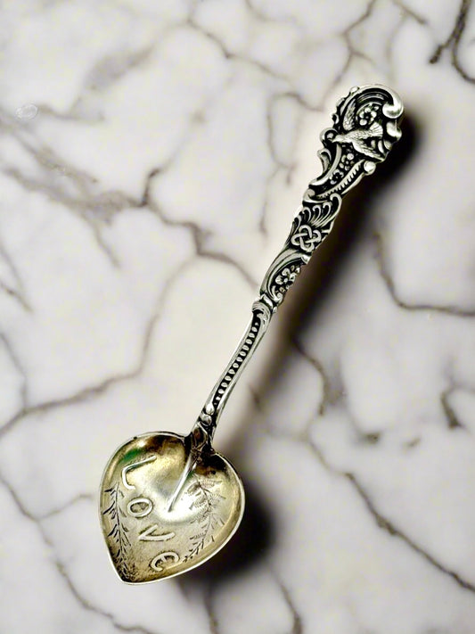 Sterling Silver Demitasse LOVE Spoon 4” ESTATE FIND