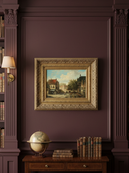 Vintage “Old European Style” Signed Oil on Wood Painting Framed Frame 24” x 20”