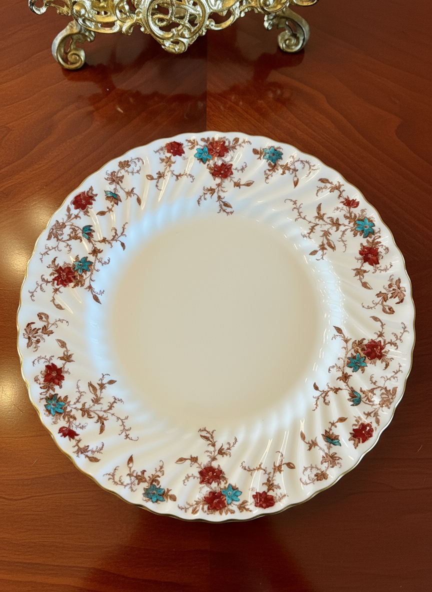 8 Vintage Minton Ancestral 10.5” Dinner Plates Bone China Made In England