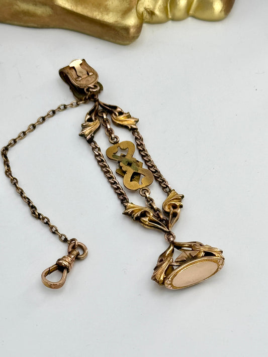 Antique Ornate Watch Fob With Pendant FOB No Monogram Gold Filled