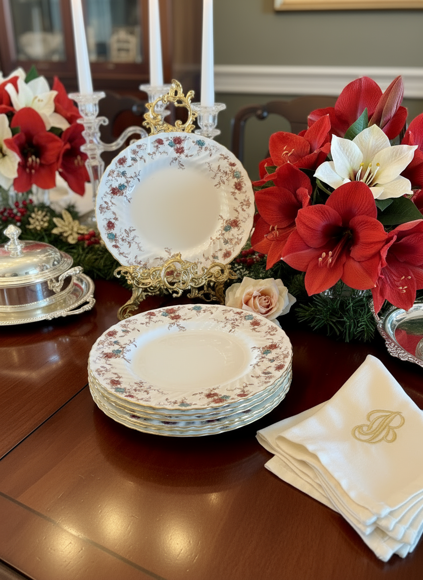 8 Vintage Minton Ancestral 10.5” Dinner Plates Bone China Made In England