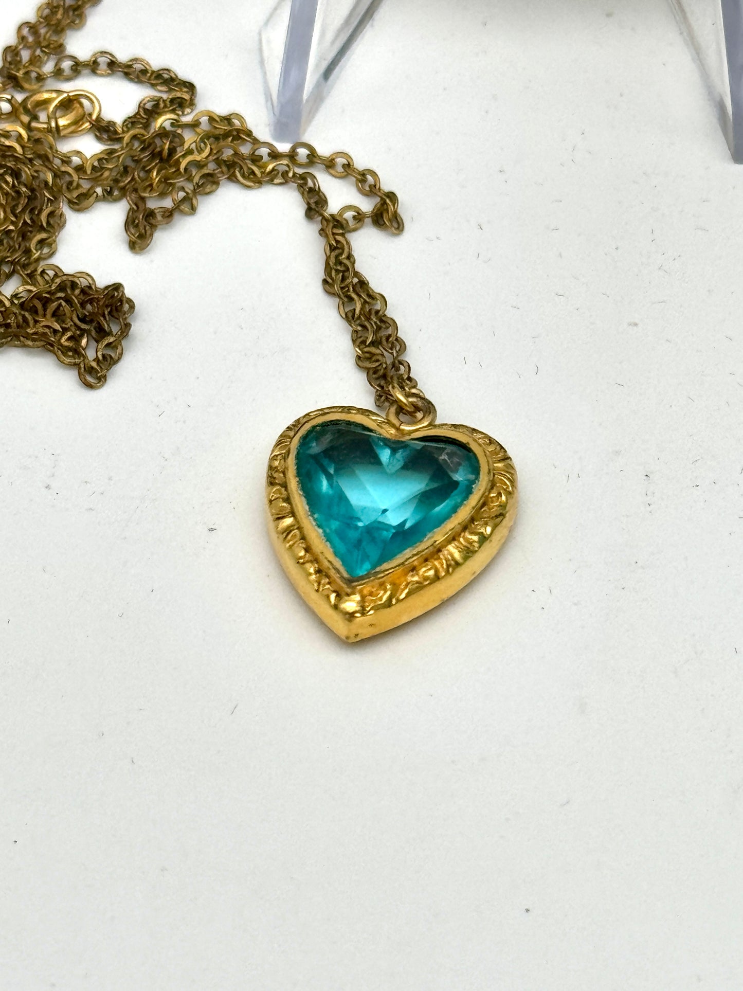 Vintage AMERICAN QUEEN Pitman & Keeler Sweetheart Bracelet Necklace Blue Heart CASE