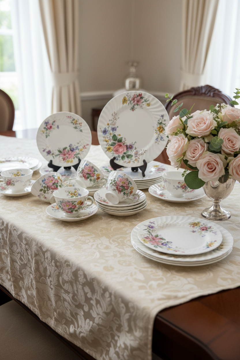 Royal Doulton “Bone” China “Arcadia” H.4802 – 30-Piece Dinner & Tea Set, Mint Condition, Made in England