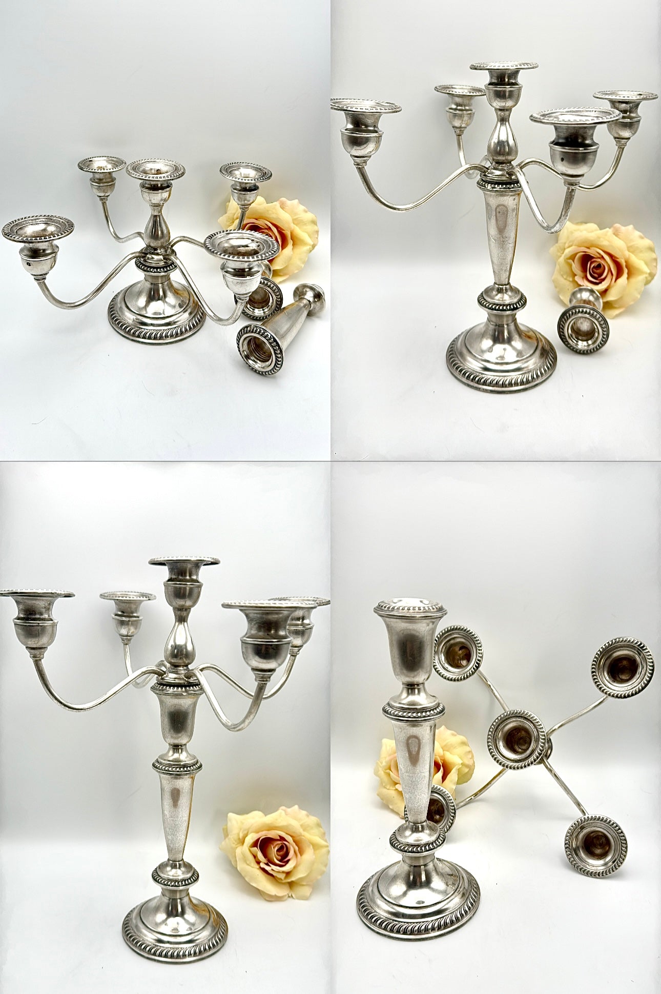 Weighted STERLING 5 Flame Candelabra EMPIRE 6 Combinations ESTATE FIND 13 X 11”