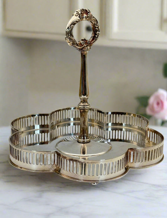 Antique STYLE Silver Plate Caddy Gallery Edge Friedman Silver Plate Co.