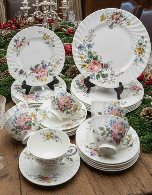 Royal Doulton “Bone” China “Arcadia” H.4802 – 30-Piece Dinner & Tea Set, Mint Condition, Made in England