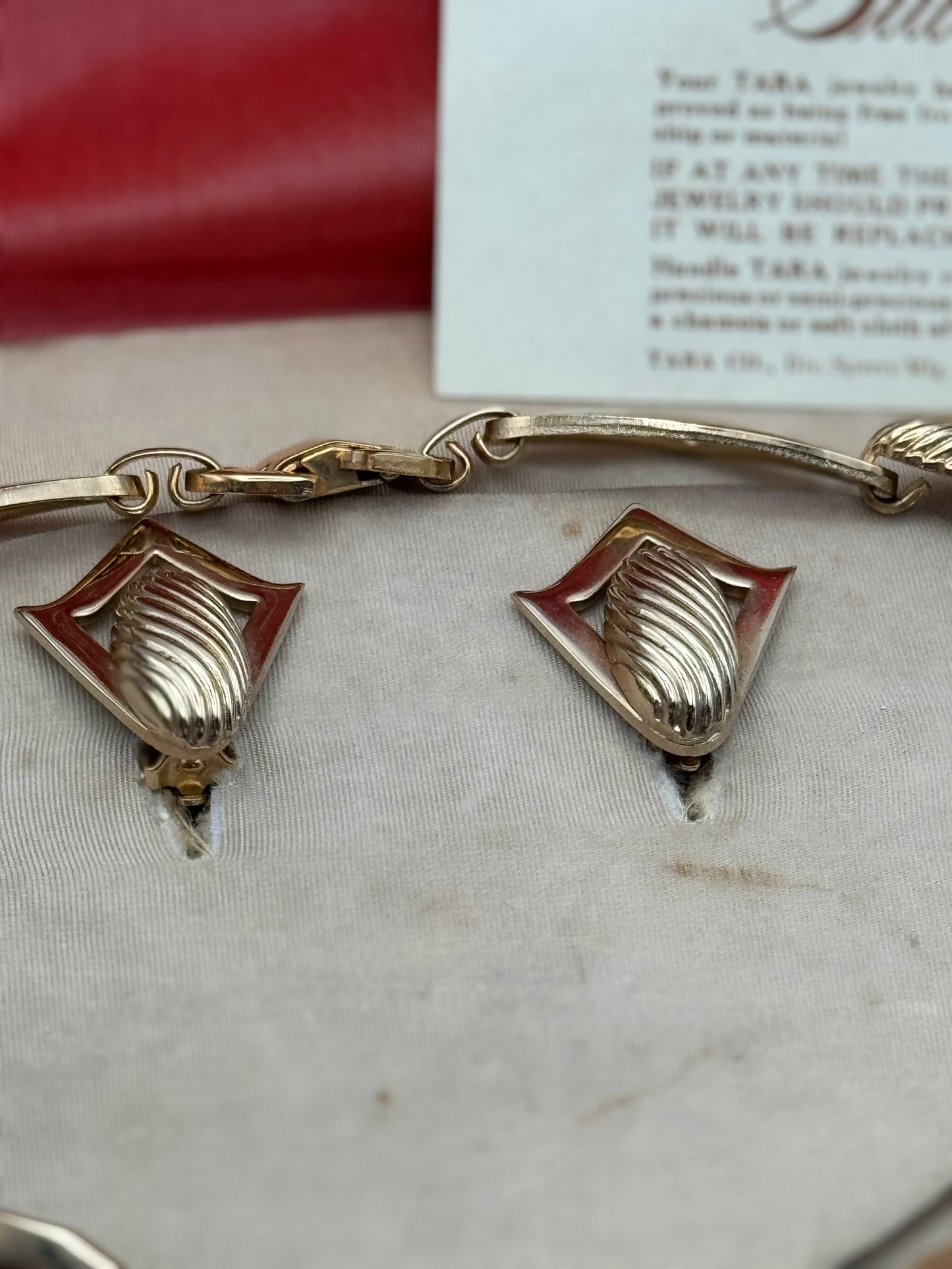 Vintage Tara Necklace & Clip-On Earrings Set in Original Case w/ Guarantee