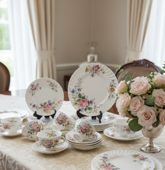 Royal Doulton “Bone” China “Arcadia” H.4802 – 30-Piece Dinner & Tea Set, Mint Condition, Made in England