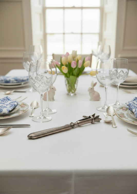 Antique Manche A Gigot- Bone Holder- French Silver Carving Aid 5.25 Inch Old World Dining Tool