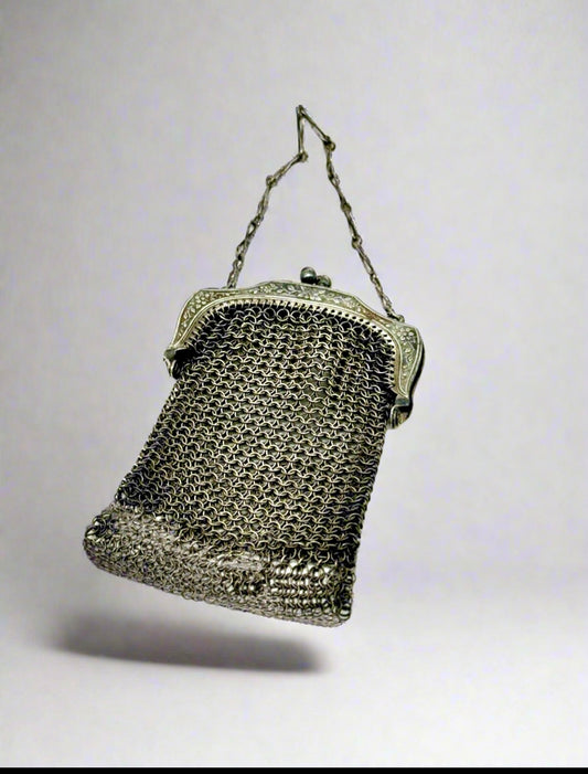 Antique Victorian Chainmail Chatelaine Purse ESTATE FIND