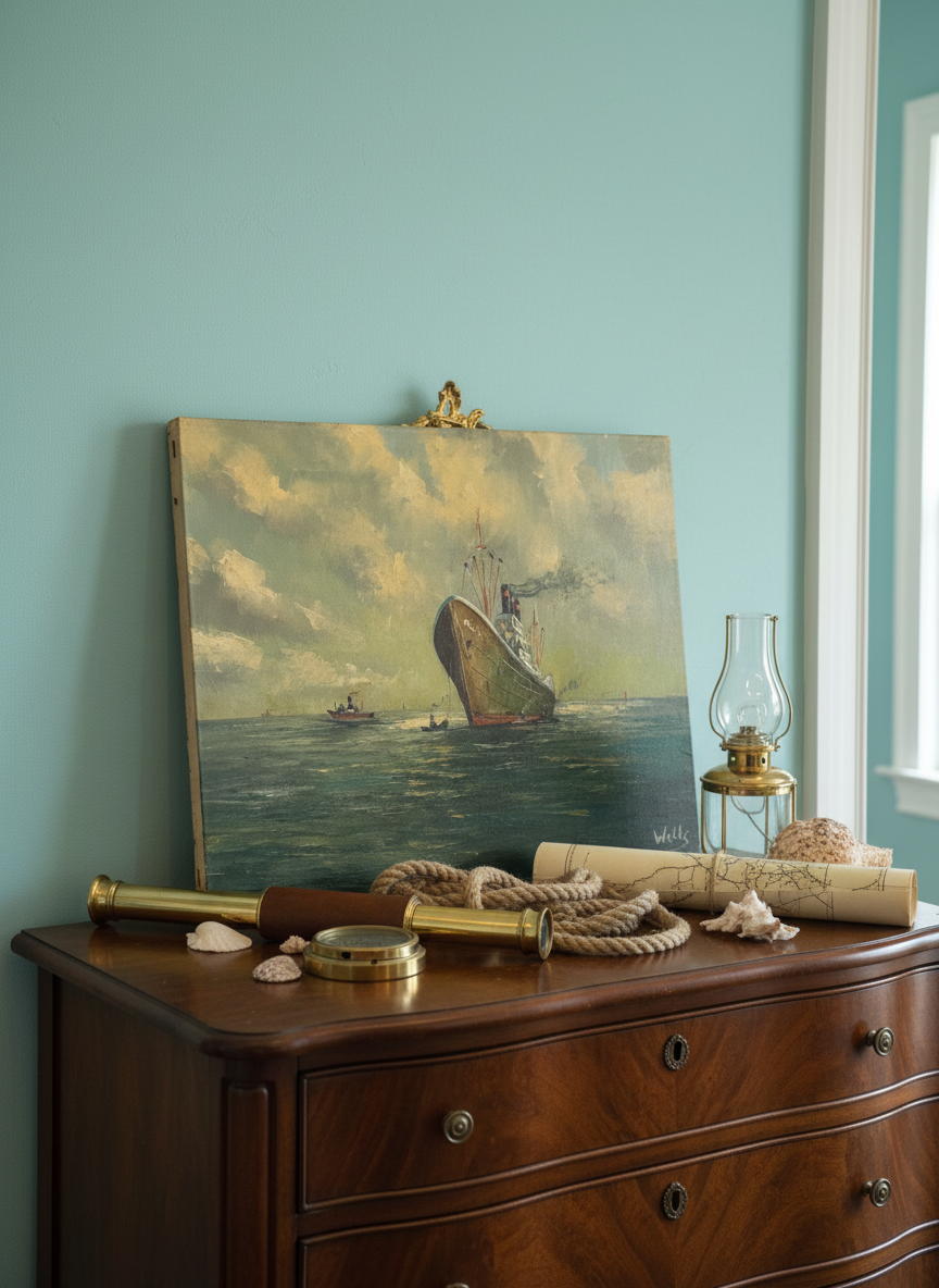 Vintage Marine Oil Painting Ship Nautical Seascape Signed Wells 20x16” Canvas