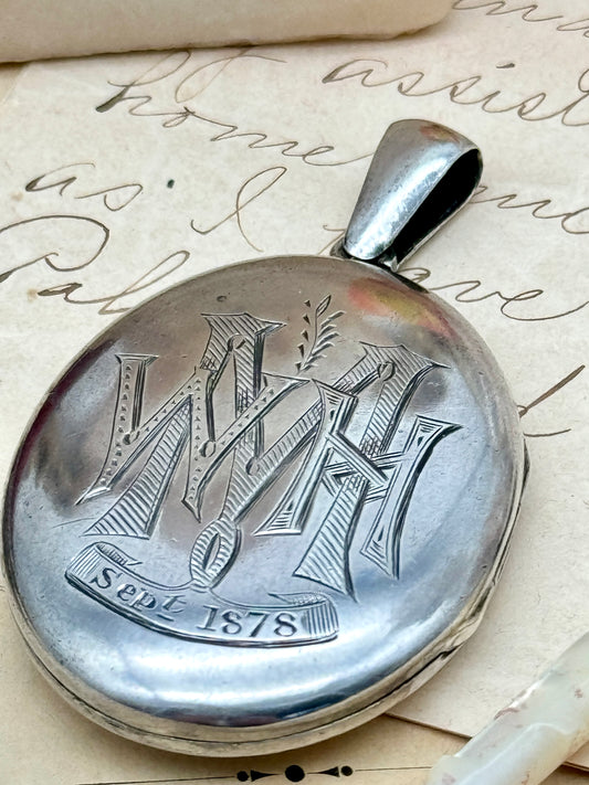 Antique Victorian Silver Tested Monogram Locket 2nd Prize 100 Yard Handycap Sept 1887