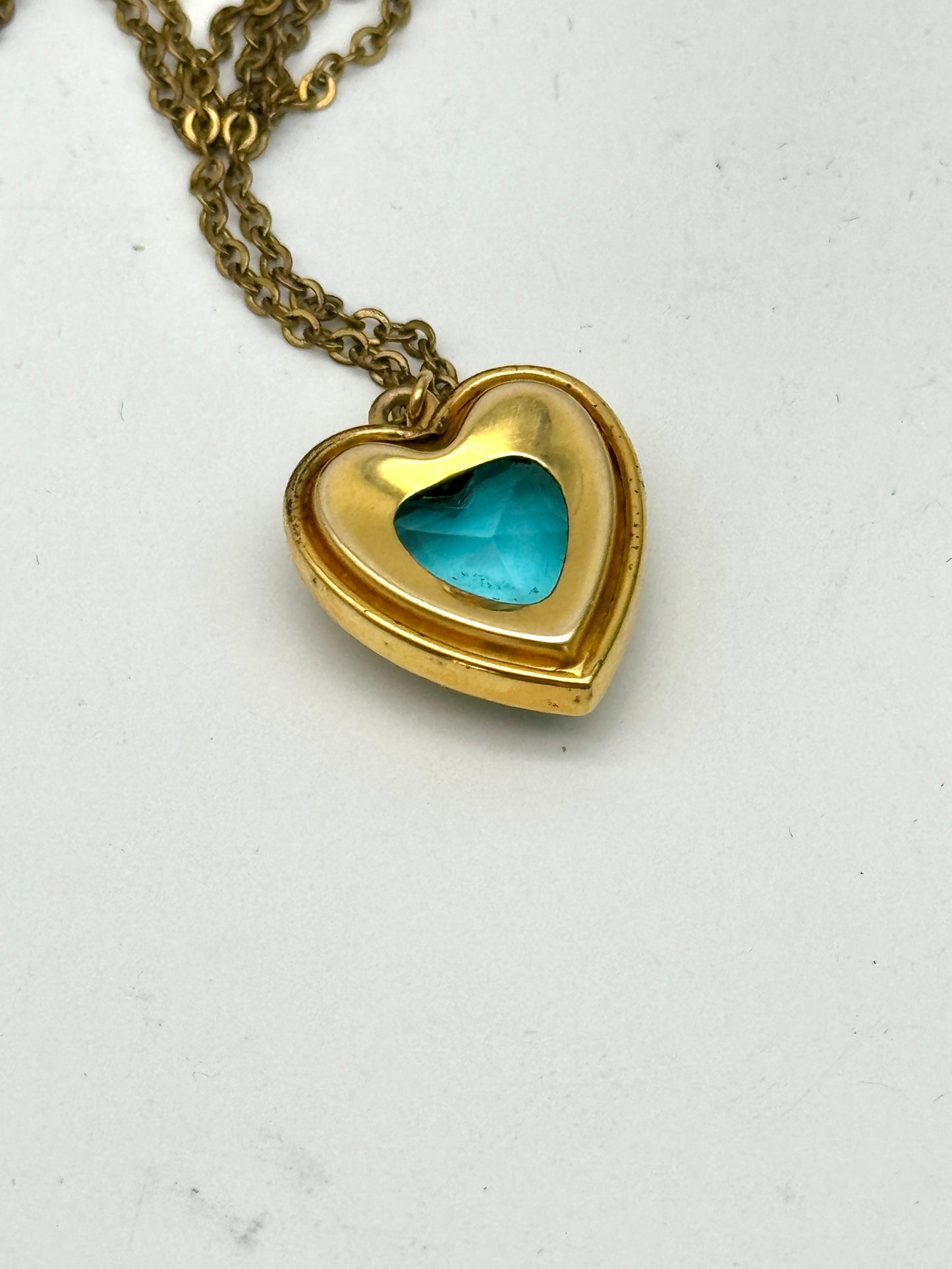 Vintage AMERICAN QUEEN Pitman & Keeler Sweetheart Bracelet Necklace Blue Heart CASE