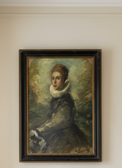 Vintage Oil On Board Framed “Elizabethan Portrait” Circa 17.75” X 13” Framed