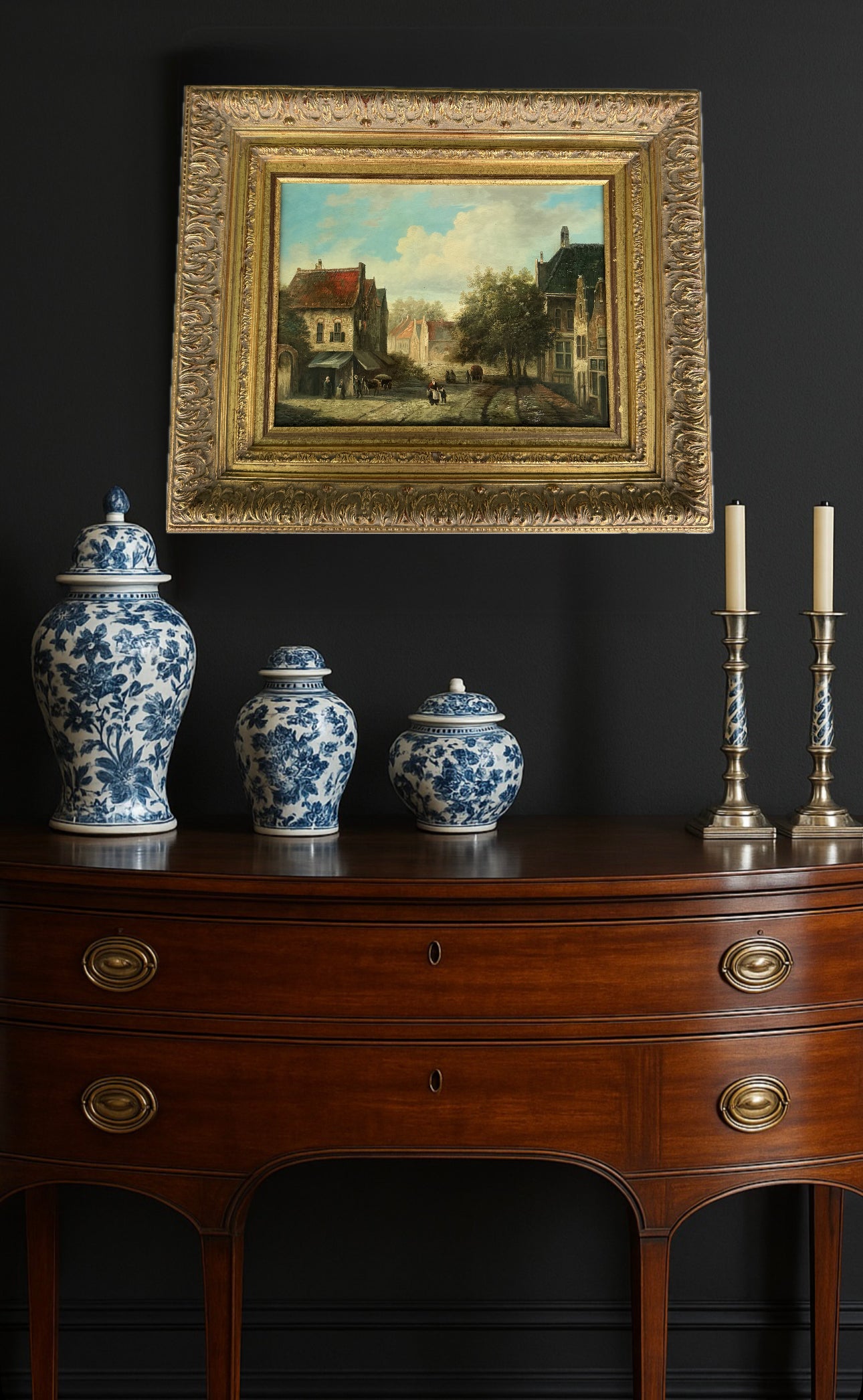 Vintage “Old European Style” Signed Oil on Wood Painting Framed Frame 24” x20”