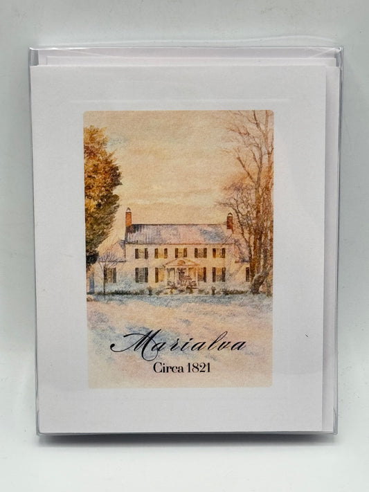 Marialva set of 10 Notecards with Envelope WINTER Watercolor Design circa 5.5” by 4.25”