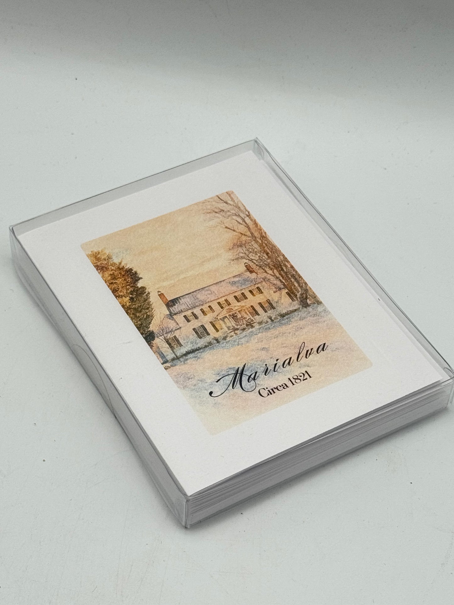 Marialva set of 10 Notecards with Envelope WINTER Watercolor Design circa 5.5” by 4.25”