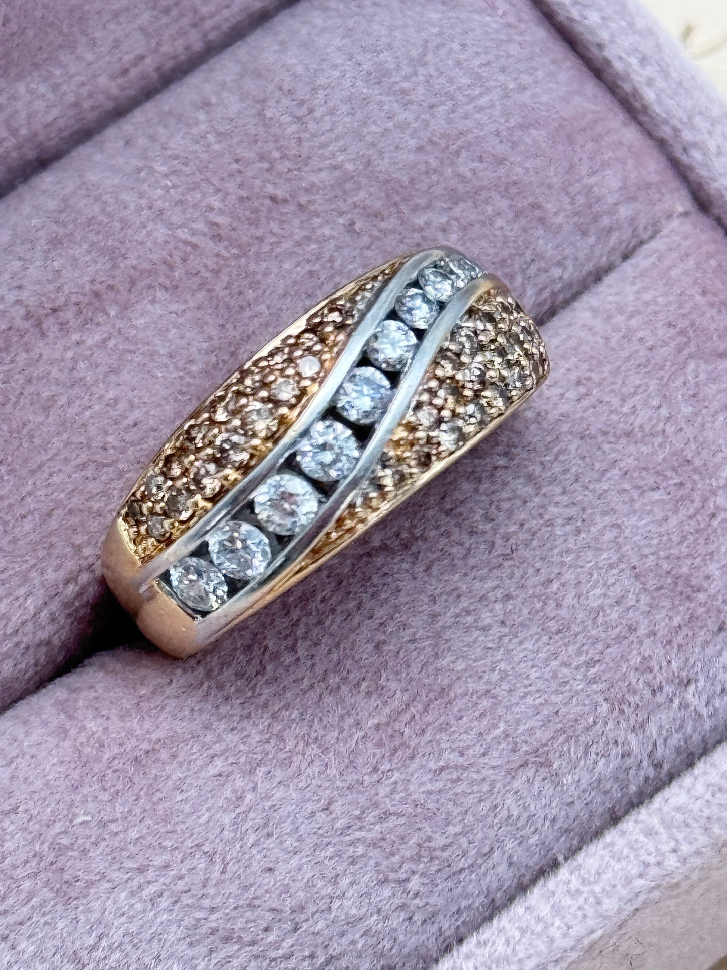 14k Gold Diamond Ring 49 Natural Diamonds Round Brilliant Cut Size ca. 6.75 w/ APPRAISAL 2009