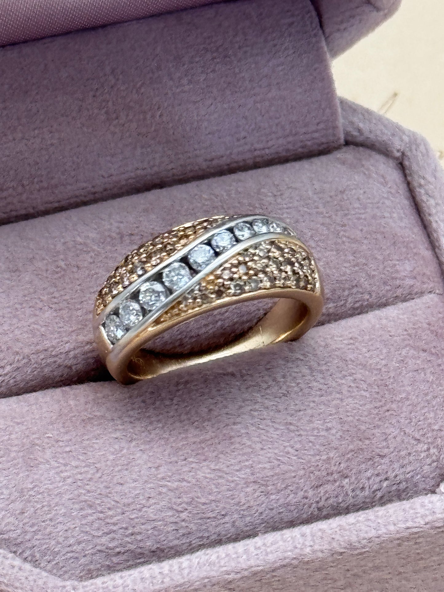 14k Gold Diamond Ring 49 Natural Diamonds Round Brilliant Cut Size ca. 6.75 w/ APPRAISAL 2009