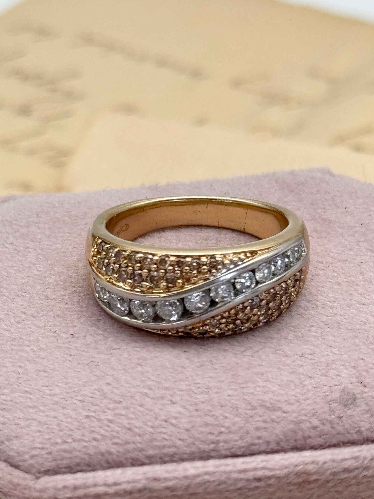 14k Gold Diamond Ring 49 Natural Diamonds Round Brilliant Cut Size ca. 6.75 w/ APPRAISAL 2009