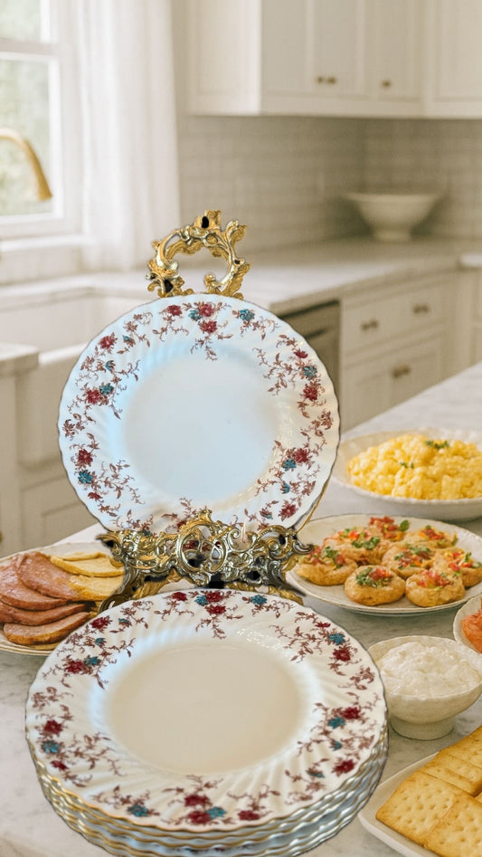 8 Vintage Minton Ancestral 10.5” Dinner Plates Bone China Made In England