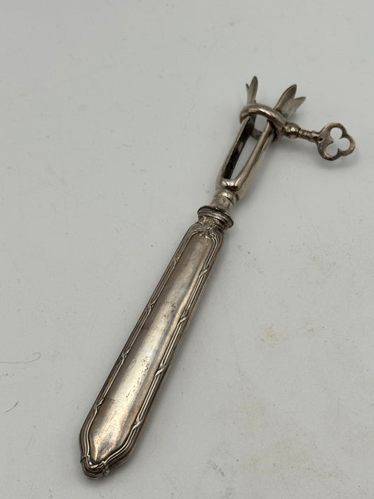 Antique Manche A Gigot- Bone Holder- French Silver Carving Aid 5.25 Inch Old World Dining Tool