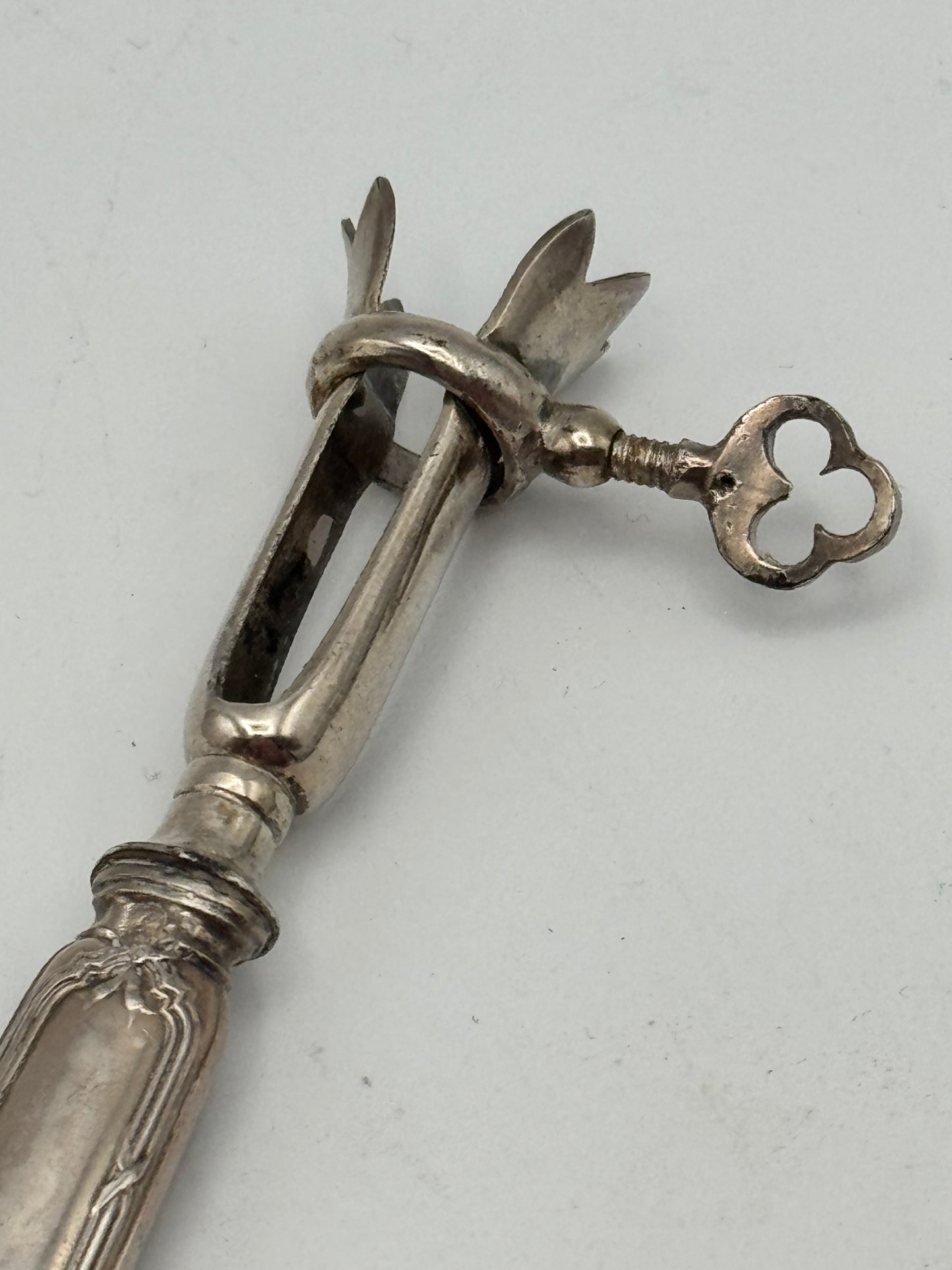 Antique Manche A Gigot- Bone Holder- French Silver Carving Aid 5.25 Inch Old World Dining Tool