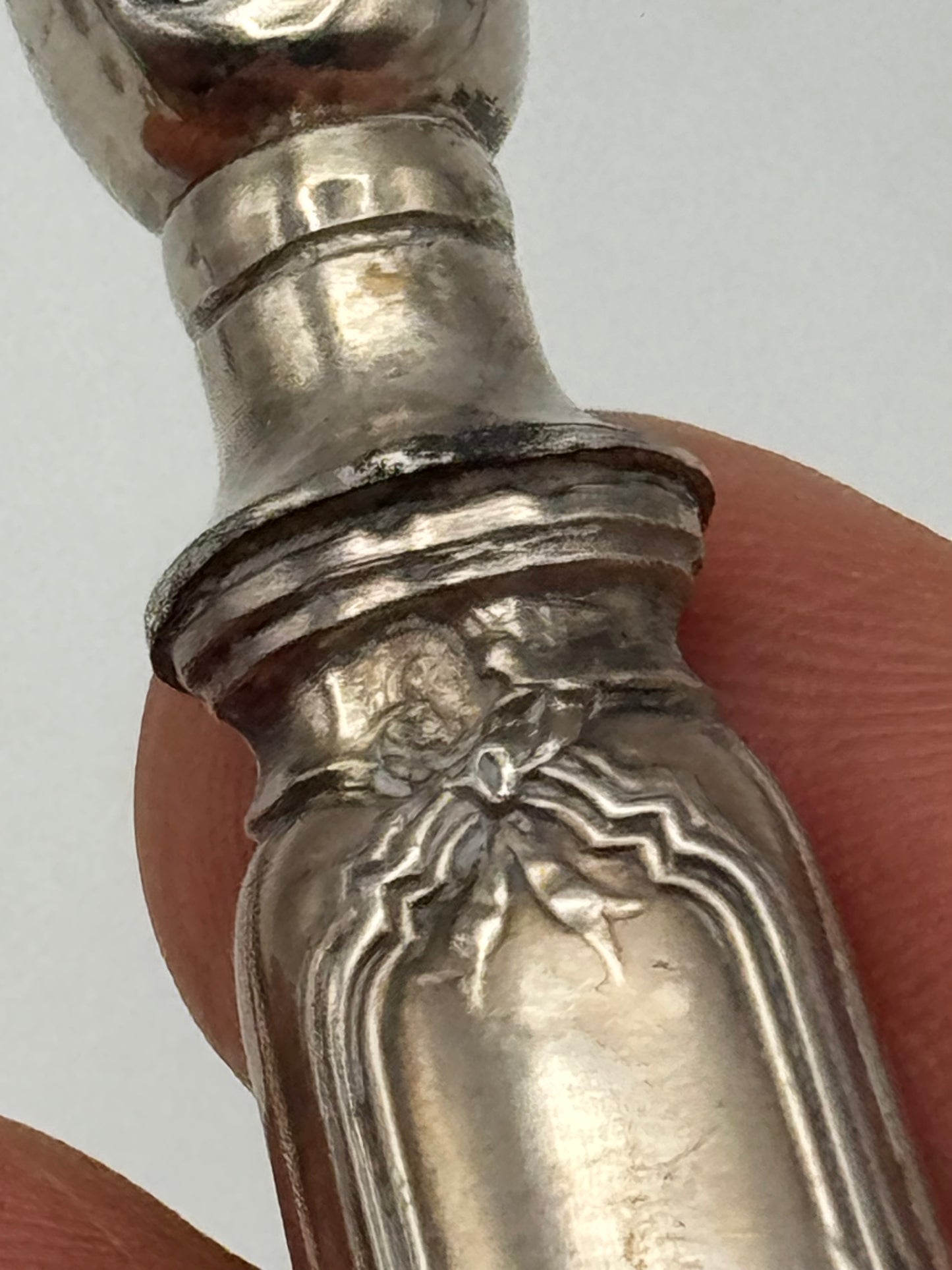 Antique Manche A Gigot- Bone Holder- French Silver Carving Aid 5.25 Inch Old World Dining Tool