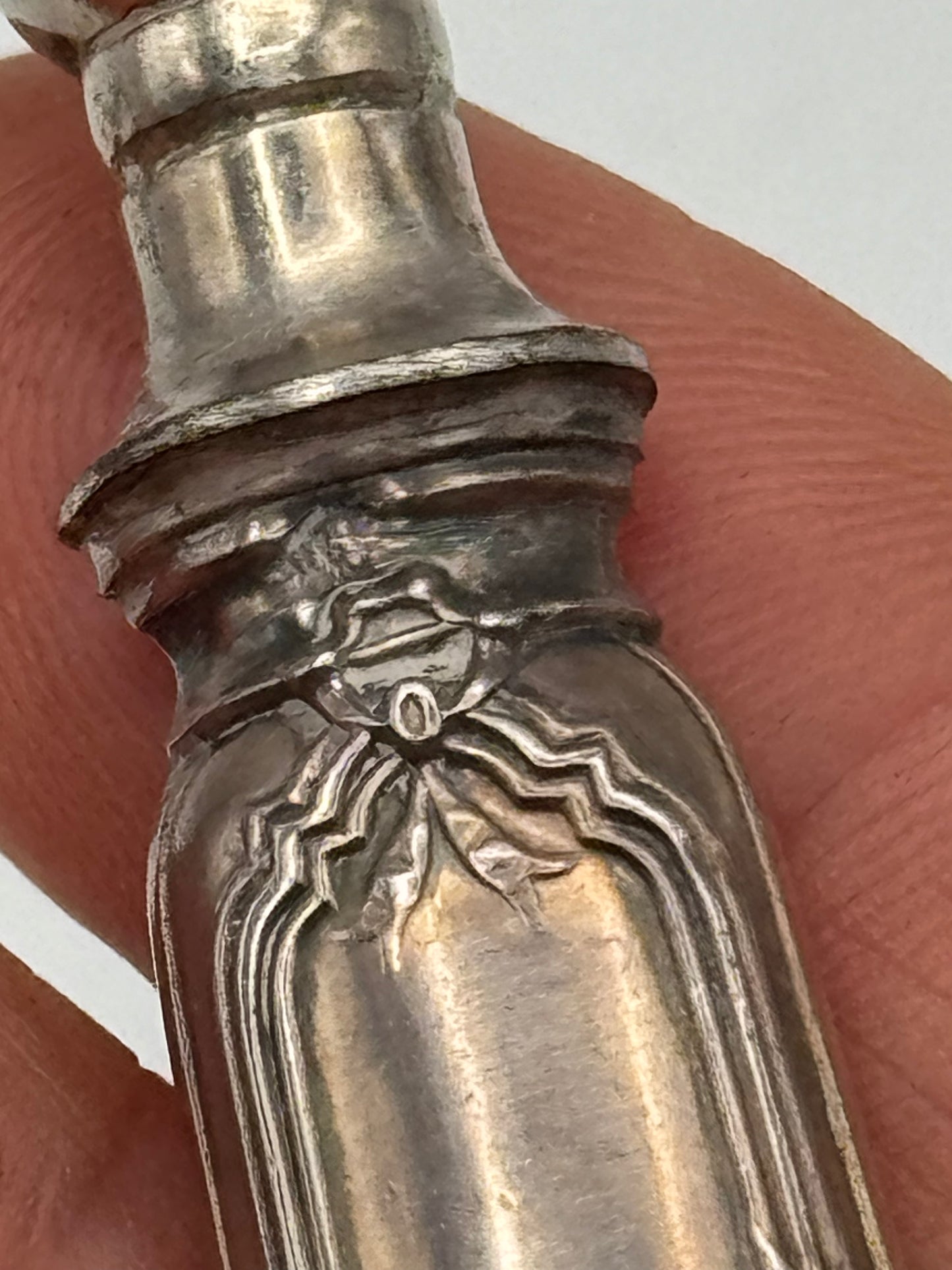 Antique Manche A Gigot- Bone Holder- French Silver Carving Aid 5.25 Inch Old World Dining Tool