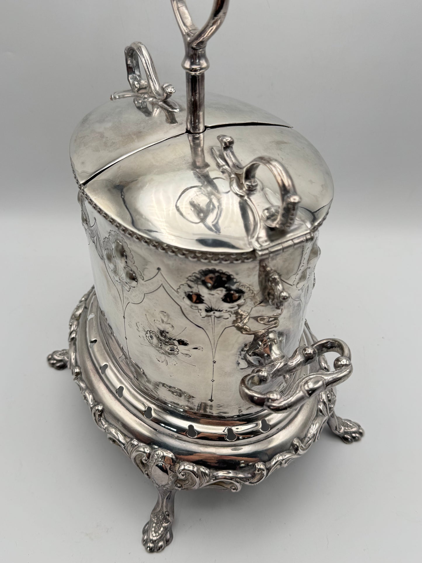 RARE Antique Sheffield STYLE Silverplate 12 Egg Coddler Server Art Nouveau c1900