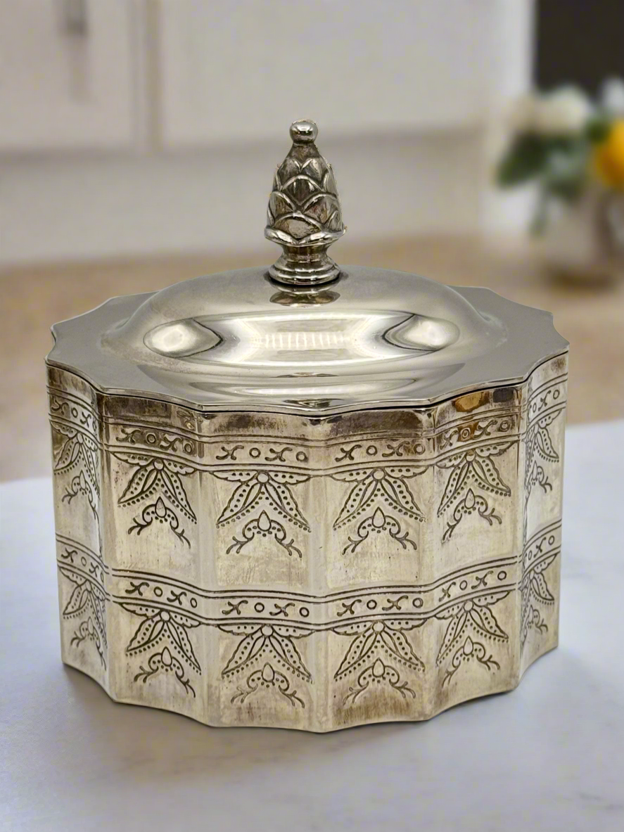 Vintage SILVERPLATE Jewelry Case Tea Caddy Style GODINGER Estate Find