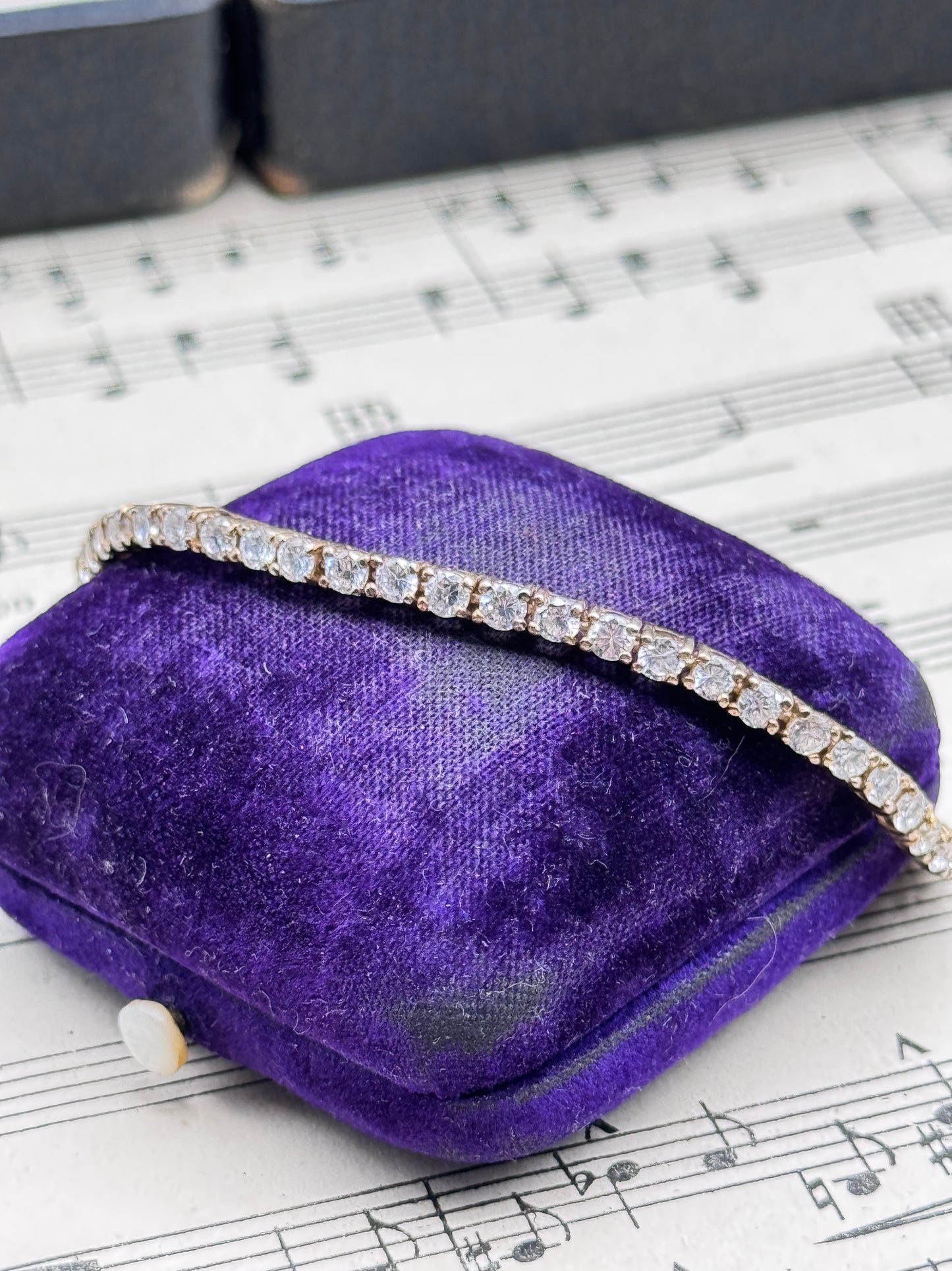 925 Sterling Vermeil Clear Stone CZTennis Bracelet Estate 7” Gold Over Silver
