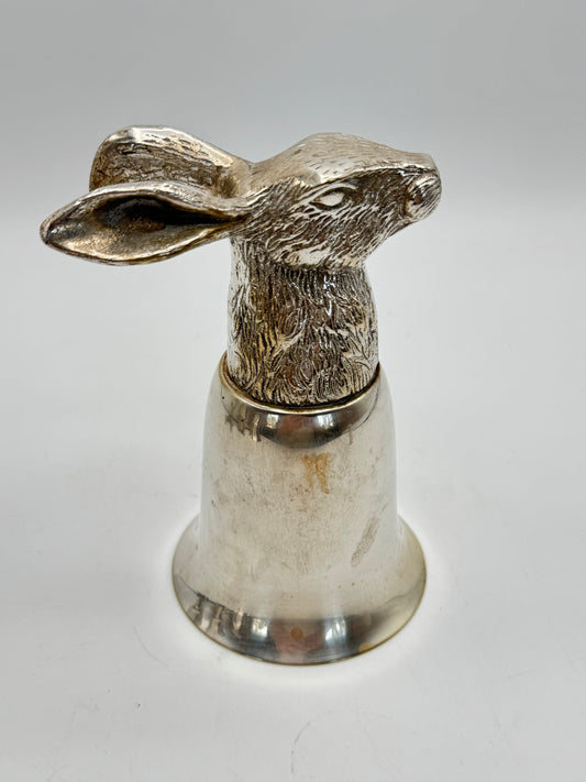 Vintage Stirrup Cup Silver Plate HARE Rabbit Equestrian ESTATE FIND Ca.5.5”h