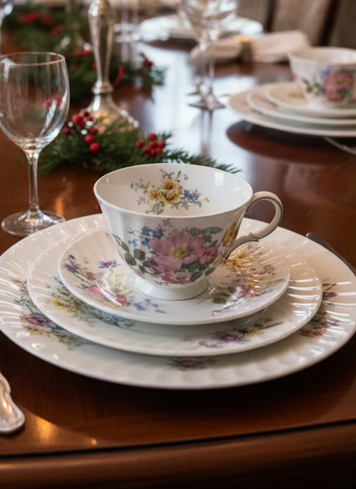 Royal Doulton “Bone” China “Arcadia” H.4802 – 30-Piece Dinner & Tea Set, Mint Condition, Made in England