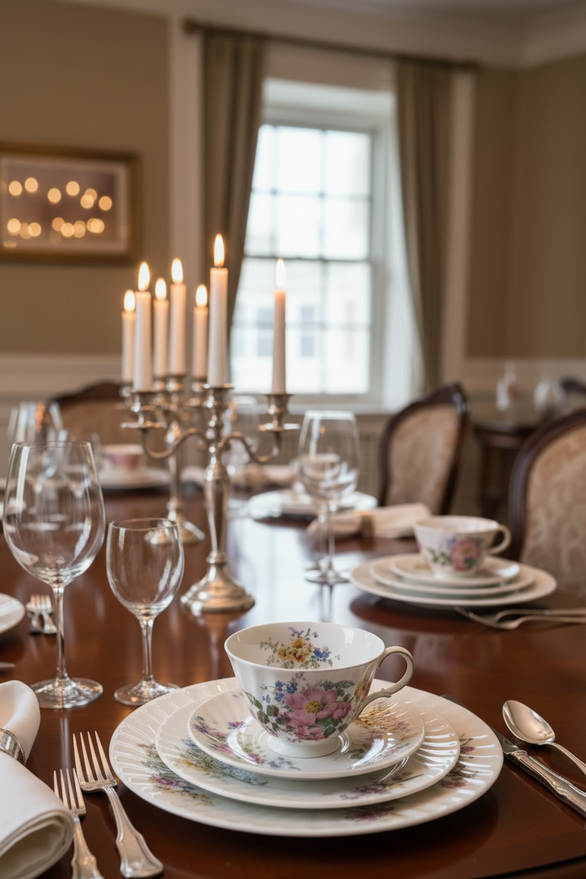 Royal Doulton “Bone” China “Arcadia” H.4802 – 30-Piece Dinner & Tea Set, Mint Condition, Made in England