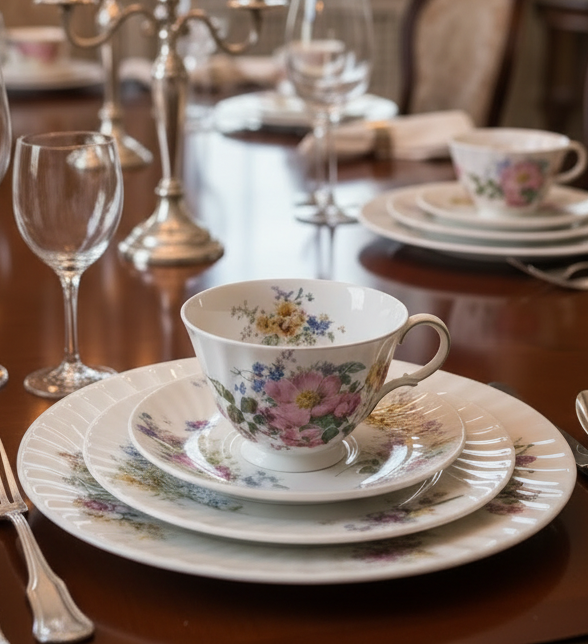 Royal Doulton “Bone” China “Arcadia” H.4802 – 30-Piece Dinner & Tea Set, Mint Condition, Made in England