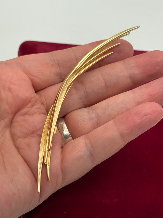 Vintage 1959 GROSSE Made In Germany Goldtone Brooch Pin 4.75”l SIGNED “Jewelry maker for 50 years for Christian Dior”