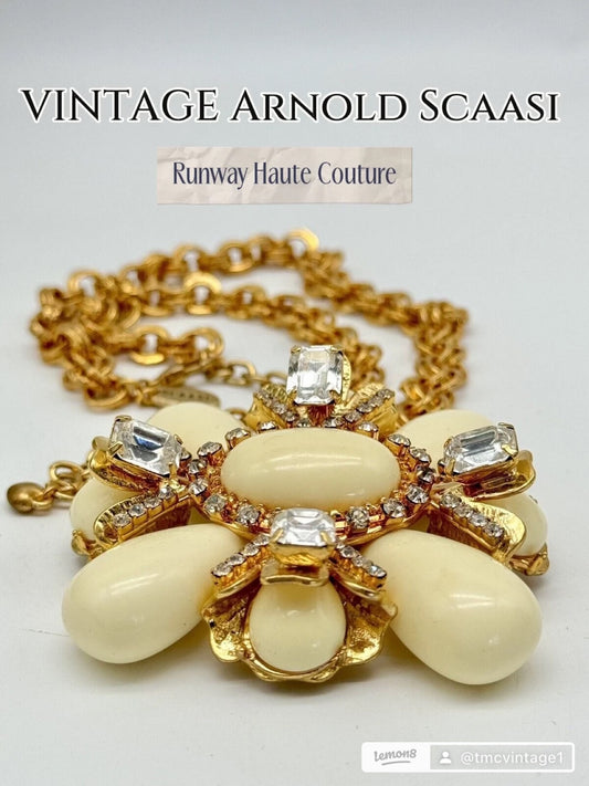 VINTAGE ARNOLD SCAASI RUNWAY HAUTE COUTURE BROOCH PENDANT NECKLACE